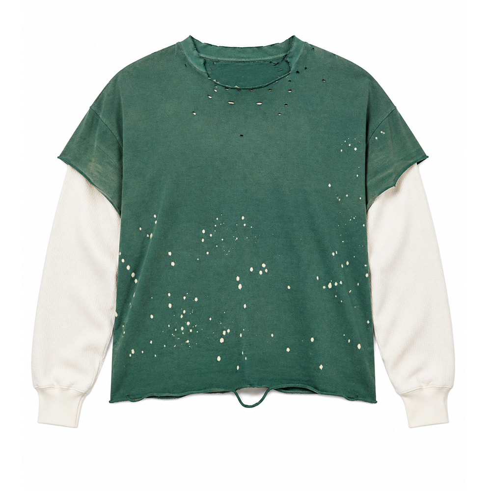 MNML Layered Distressed Painted Long Sleeve T-Shirt