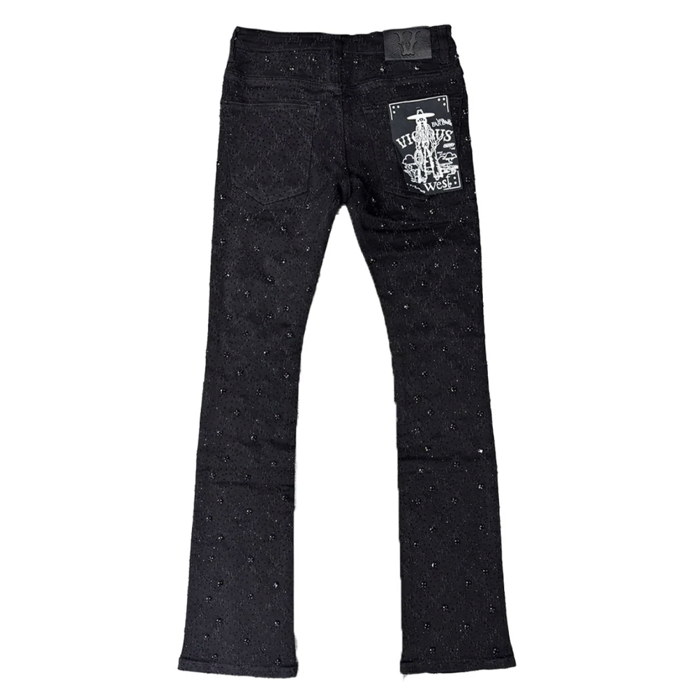 Denim Place Vicious Embellished Rhinestone Flare Denim