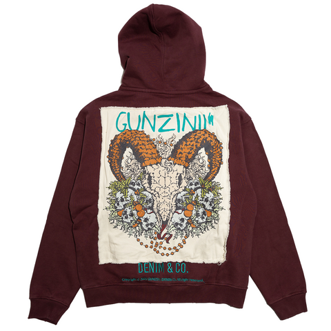 Gunzinii Goat Skull Zip Crop Hoodie