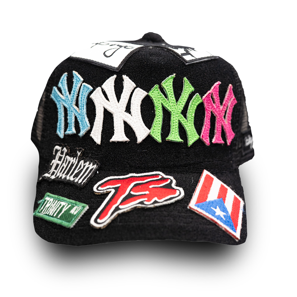 UP NYC x Stiky Black Trucker Hat with Patches