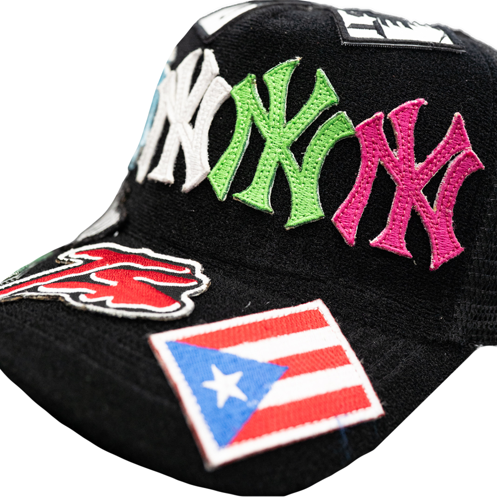 UP NYC x Stiky Black Trucker Hat with Patches