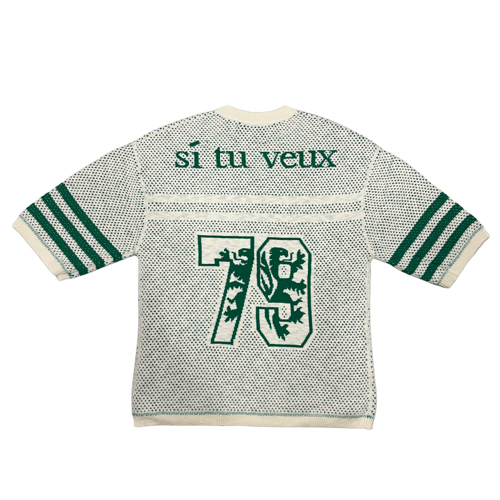 Si Tu Veux Sweater Knit And Football Shorts Set Creme/Green